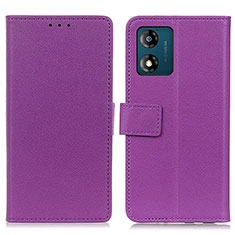 Custodia Portafoglio In Pelle Cover con Supporto M08L per Motorola Moto E13 Viola