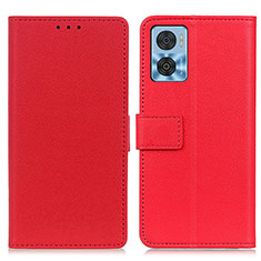 Custodia Portafoglio In Pelle Cover con Supporto M08L per Motorola Moto E22 Rosso