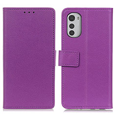 Custodia Portafoglio In Pelle Cover con Supporto M08L per Motorola Moto E32s Viola