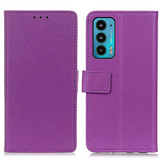 Custodia Portafoglio In Pelle Cover con Supporto M08L per Motorola Moto Edge 20 5G Viola