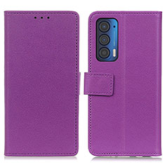 Custodia Portafoglio In Pelle Cover con Supporto M08L per Motorola Moto Edge (2021) 5G Viola