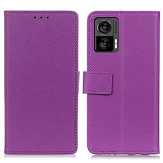 Custodia Portafoglio In Pelle Cover con Supporto M08L per Motorola Moto Edge 30 Neo 5G Viola