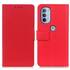 Custodia Portafoglio In Pelle Cover con Supporto M08L per Motorola Moto G31 Rosso