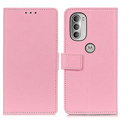 Custodia Portafoglio In Pelle Cover con Supporto M08L per Motorola Moto G51 5G Rosa