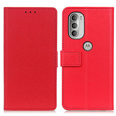 Custodia Portafoglio In Pelle Cover con Supporto M08L per Motorola Moto G51 5G Rosso