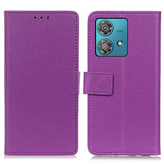 Custodia Portafoglio In Pelle Cover con Supporto M08L per Motorola Moto G84 5G Viola