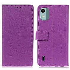 Custodia Portafoglio In Pelle Cover con Supporto M08L per Nokia C12 Pro Viola