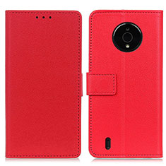 Custodia Portafoglio In Pelle Cover con Supporto M08L per Nokia C200 Rosso