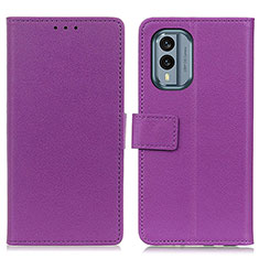 Custodia Portafoglio In Pelle Cover con Supporto M08L per Nokia X30 5G Viola