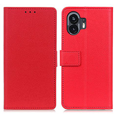 Custodia Portafoglio In Pelle Cover con Supporto M08L per Nothing Phone 2 Rosso