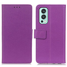 Custodia Portafoglio In Pelle Cover con Supporto M08L per OnePlus Nord 2 5G Viola