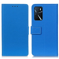 Custodia Portafoglio In Pelle Cover con Supporto M08L per Oppo A16 Blu