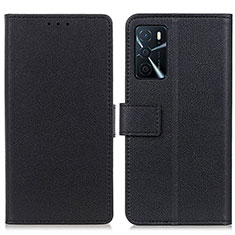 Custodia Portafoglio In Pelle Cover con Supporto M08L per Oppo A16 Nero