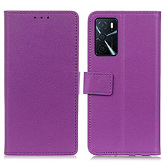 Custodia Portafoglio In Pelle Cover con Supporto M08L per Oppo A16 Viola