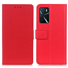 Custodia Portafoglio In Pelle Cover con Supporto M08L per Oppo A16s Rosso