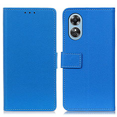 Custodia Portafoglio In Pelle Cover con Supporto M08L per Oppo A17 Blu