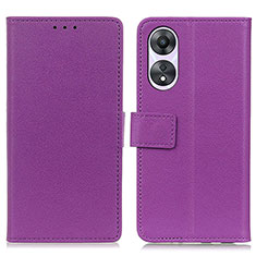 Custodia Portafoglio In Pelle Cover con Supporto M08L per Oppo A18 Viola