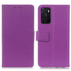 Custodia Portafoglio In Pelle Cover con Supporto M08L per Oppo A55S 5G Viola