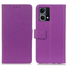 Custodia Portafoglio In Pelle Cover con Supporto M08L per Oppo F21s Pro 4G Viola