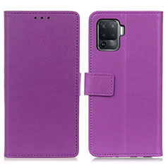 Custodia Portafoglio In Pelle Cover con Supporto M08L per Oppo Reno5 Lite Viola