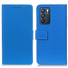 Custodia Portafoglio In Pelle Cover con Supporto M08L per Oppo Reno6 5G Blu