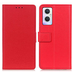 Custodia Portafoglio In Pelle Cover con Supporto M08L per Oppo Reno7 Lite 5G Rosso