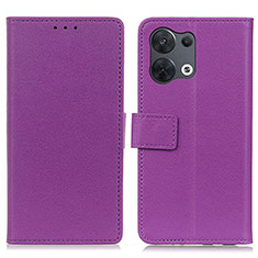 Custodia Portafoglio In Pelle Cover con Supporto M08L per Oppo Reno8 5G Viola