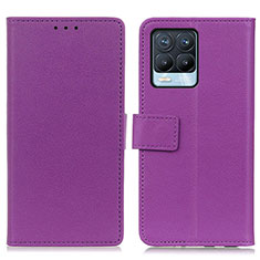 Custodia Portafoglio In Pelle Cover con Supporto M08L per Realme 8 4G Viola