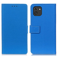 Custodia Portafoglio In Pelle Cover con Supporto M08L per Samsung Galaxy A03 Blu