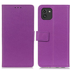 Custodia Portafoglio In Pelle Cover con Supporto M08L per Samsung Galaxy A03 Viola