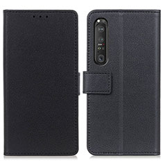 Custodia Portafoglio In Pelle Cover con Supporto M08L per Sony Xperia 1 III Nero