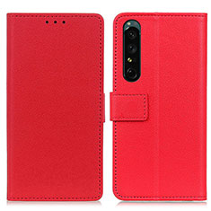 Custodia Portafoglio In Pelle Cover con Supporto M08L per Sony Xperia 1 IV Rosso