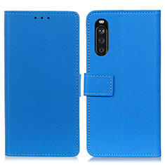 Custodia Portafoglio In Pelle Cover con Supporto M08L per Sony Xperia 10 III Blu