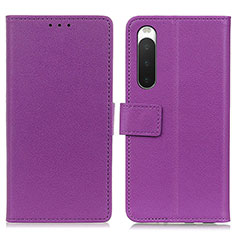 Custodia Portafoglio In Pelle Cover con Supporto M08L per Sony Xperia 10 IV SO-52C Viola