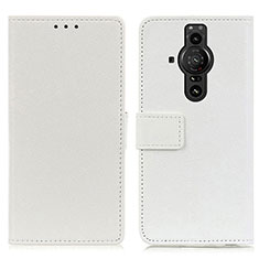 Custodia Portafoglio In Pelle Cover con Supporto M08L per Sony Xperia PRO-I Bianco