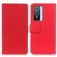 Custodia Portafoglio In Pelle Cover con Supporto M08L per Vivo Y76s 5G Rosso