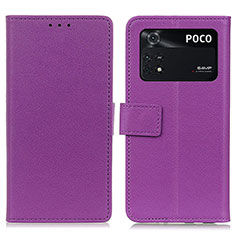 Custodia Portafoglio In Pelle Cover con Supporto M08L per Xiaomi Poco M4 Pro 4G Viola