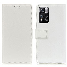 Custodia Portafoglio In Pelle Cover con Supporto M08L per Xiaomi Poco X4 NFC Bianco