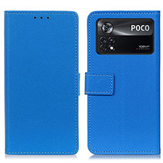 Custodia Portafoglio In Pelle Cover con Supporto M08L per Xiaomi Poco X4 Pro 5G Blu