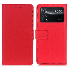 Custodia Portafoglio In Pelle Cover con Supporto M08L per Xiaomi Poco X4 Pro 5G Rosso