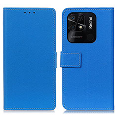 Custodia Portafoglio In Pelle Cover con Supporto M08L per Xiaomi Redmi 10 India Blu