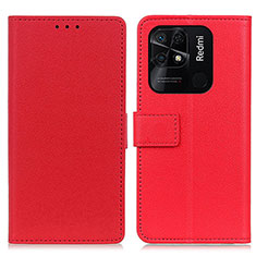 Custodia Portafoglio In Pelle Cover con Supporto M08L per Xiaomi Redmi 10 Power Rosso