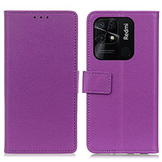 Custodia Portafoglio In Pelle Cover con Supporto M08L per Xiaomi Redmi 10 Power Viola