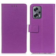 Custodia Portafoglio In Pelle Cover con Supporto M08L per Xiaomi Redmi Note 11T Pro 5G Viola