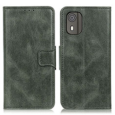 Custodia Portafoglio In Pelle Cover con Supporto M09L per Nokia C02 Verde