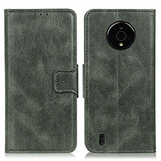 Custodia Portafoglio In Pelle Cover con Supporto M09L per Nokia C200 Verde