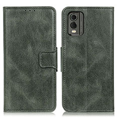 Custodia Portafoglio In Pelle Cover con Supporto M09L per Nokia C210 Verde