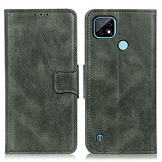 Custodia Portafoglio In Pelle Cover con Supporto M09L per Realme C21 Verde