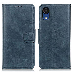 Custodia Portafoglio In Pelle Cover con Supporto M09L per Samsung Galaxy A03 Core Blu