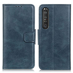 Custodia Portafoglio In Pelle Cover con Supporto M09L per Sony Xperia 1 III Blu